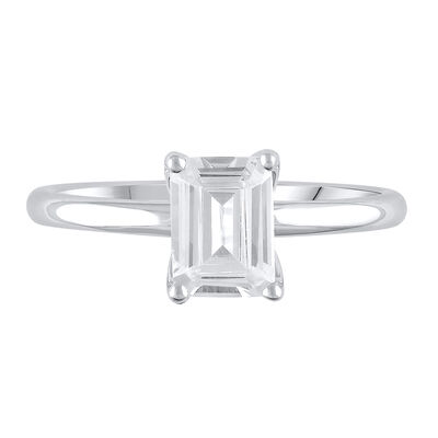 Lab Grown Diamond Emerald-Cut Solitaire Ring in 14K White Gold (1 1/2ct)