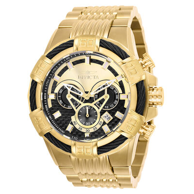Bolt Gold-Tone Chronograph Watch in Stainless Steel