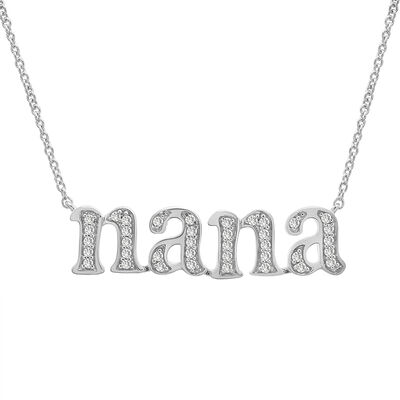 Diamond “NANA” Necklace in Sterling Silver (1/7 ct. tw.)