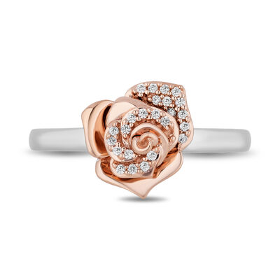 Belle Rose Ring in Sterling Silver and 10K Rose Gold (1/10 ct. tw.)