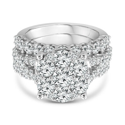 Round Lab Grown Multi-Diamond Engagement Ring Set in 10K White Gold (5 ct. tw.)