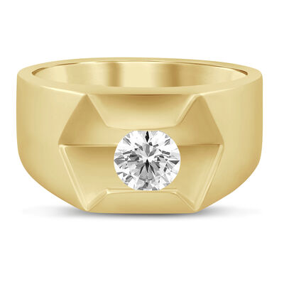Men’s Lab Grown Diamond Solitaire Ring in 10K Yellow Gold (1 ctw.)