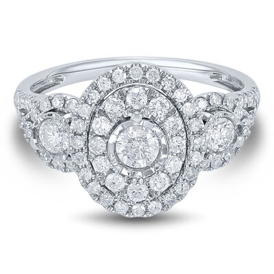 Three Stone Diamond Engagement Ring in 10K White Gold (1 ct. tw.)  
