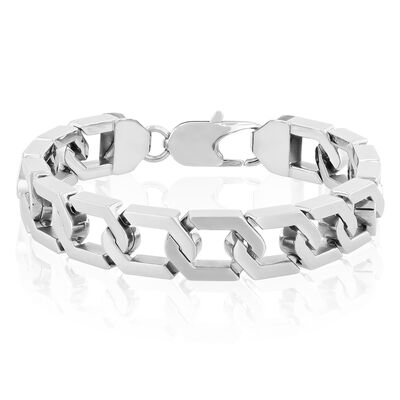 Men’s Hexagon Link Bracelet in Stainless Steel