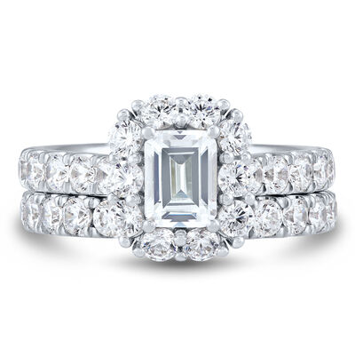 Lab Grown Diamond Emerald-Cut Bridal Set in 14K White Gold (3 ct. tw.)