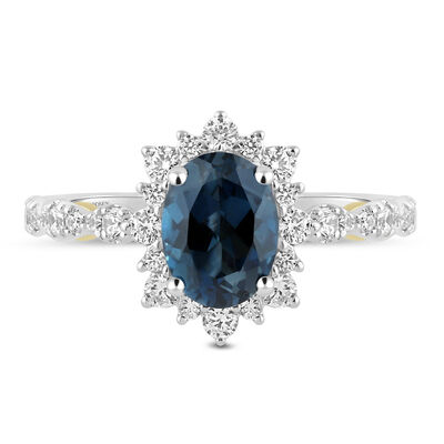 Ingrid London Blue Topaz and Diamond Engagement Ring in 14K White Gold (5/8 ct. tw.)