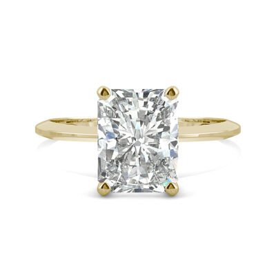 Radiant-Cut Moissanite Ring with Knife-Edge Band in 14K Yellow Gold (2 3/4ct.)