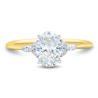 Lab Grown Diamond Oval Engagement Ring in 14K Yellow and White Gold (1 ct. tw.) 