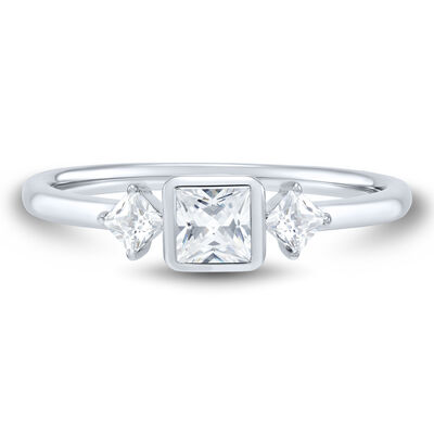 Lab Grown Diamond Bezel Set Ring in 14K White Gold (1/2 ct. tw.)