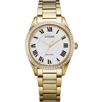 Ladies’ Arezzo Eco-Drive Watch in Gold-Tone Stainless Steel