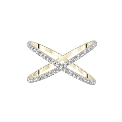 Diamond Crossover Ring in 14K Yellow Gold (1/4 ct. tw.)