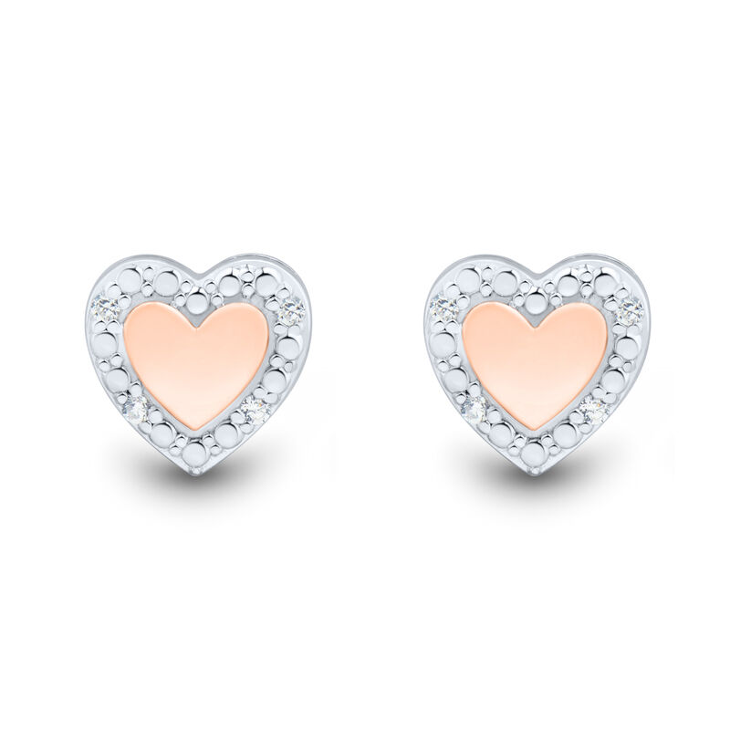 Diamond Accent Heart Infinity Earring &amp; Bracelet Box Set in Sterling Silver and 14K Rose Gold