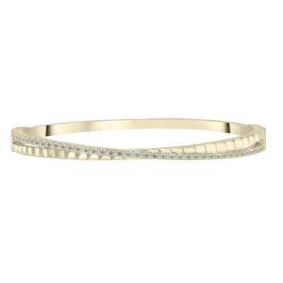 Diamond 'X' Bangle Bracelet in Vermeil (1/3 ct. tw.)